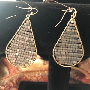 blue  gold beaded earrings